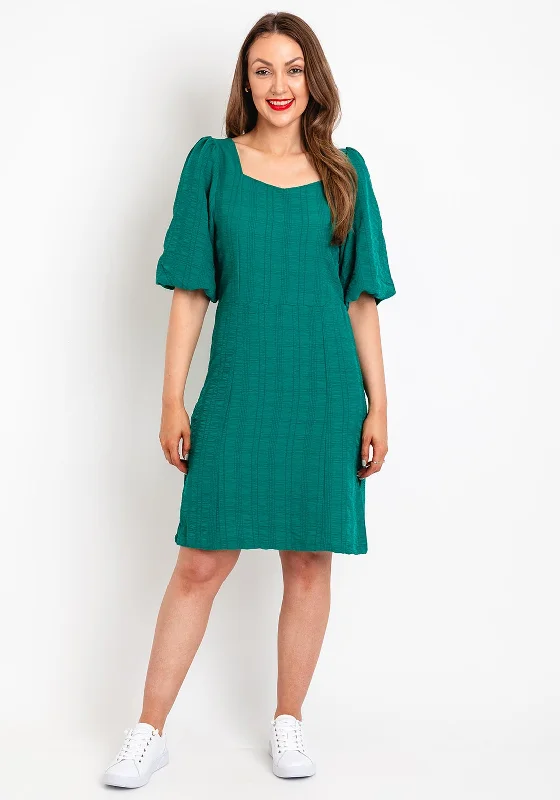 ICHI Cevino Sweetheart Neckline Textured Mini Dress, Green Ripped Mini Denim Skirt