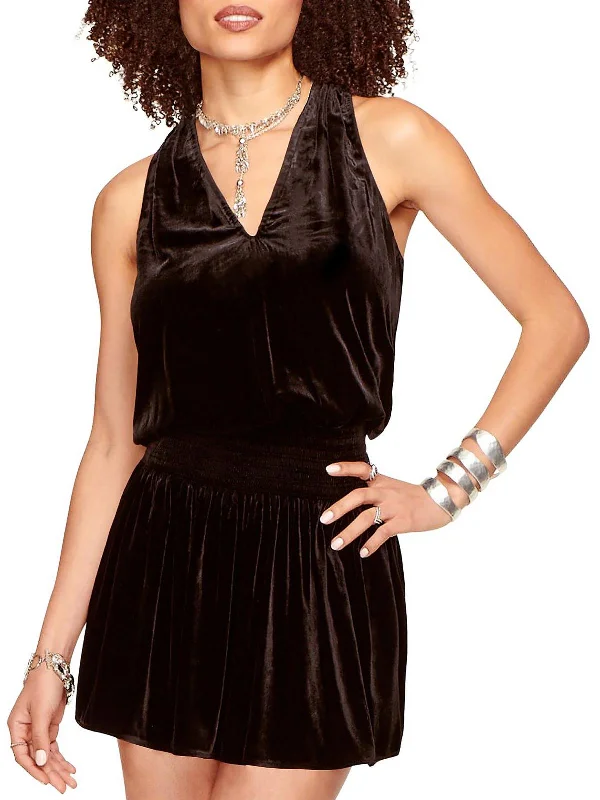 Jerry Womens Velvet Short Mini Dress Black Mini Skirt