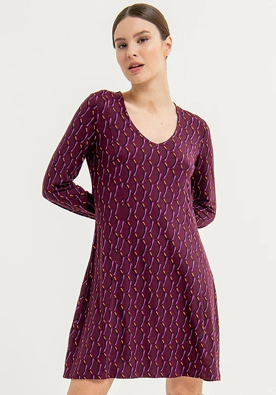 Surkana Abstract Print Mini Dress, Plum Polka Dot Skirt