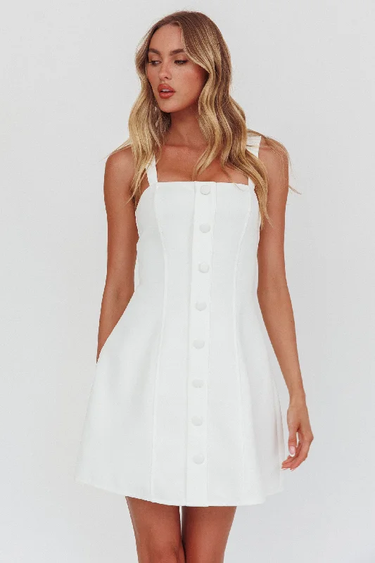 Stealing Sunshine Faux Button Front Mini Dress White High-waist Denim Skirt