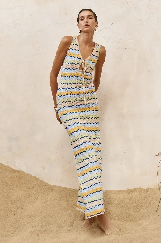 ISABO MAXI DRESS - BLUE MULTI Comfortable Long Skirt