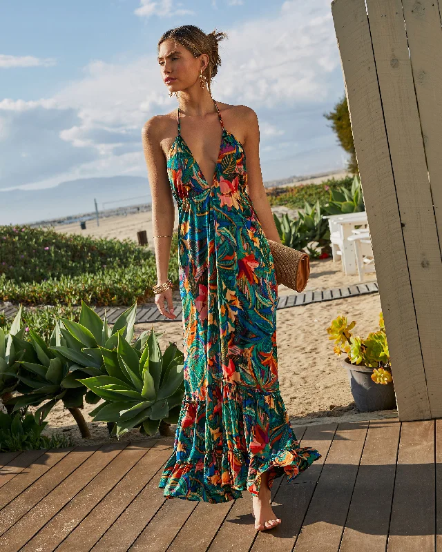 Ophira Tropical Print Maxi Dress Comfortable Maxi Skirt