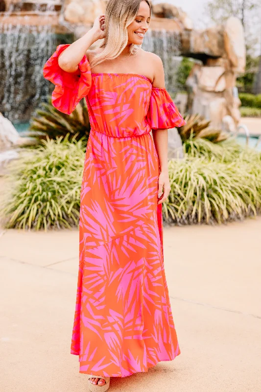 So Much To Do Red Palm Print Maxi Dress High-Waisted Maxi Skirt