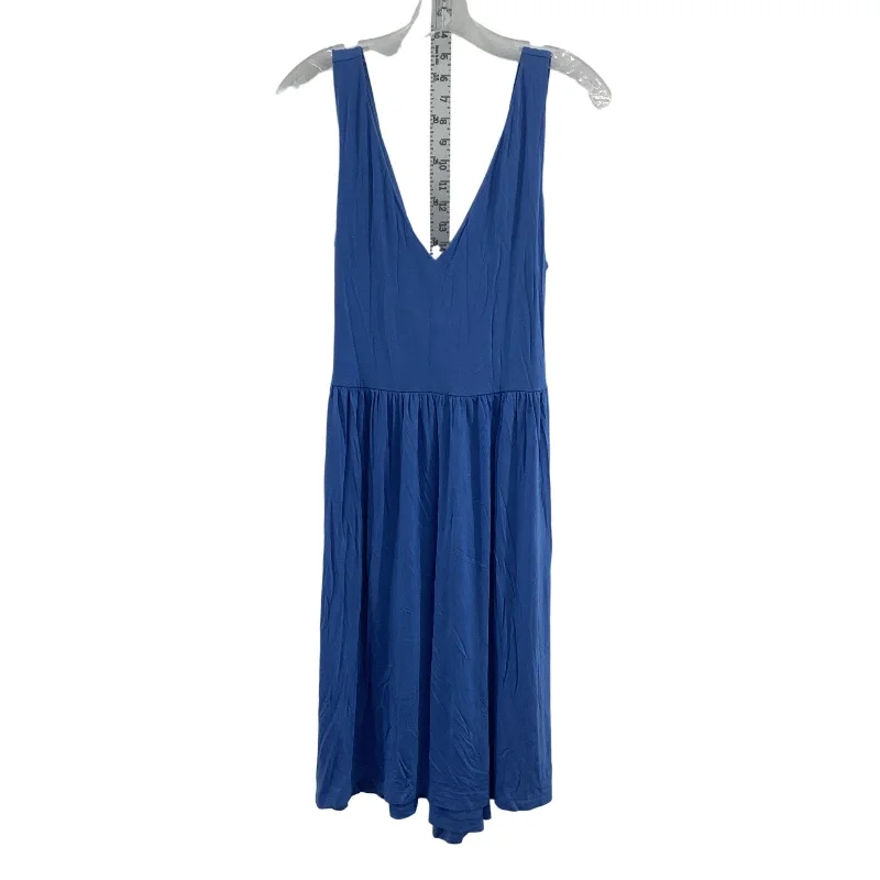 Ann Taylor LOFT Women's Blue Midi Tank Dress A-Line Rayon Size L NWT Pleated A-line Skirt