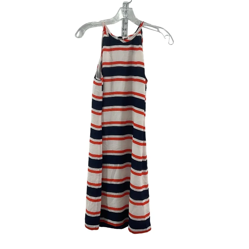 Banana Republic Blue Red White Striped Womens Sleeveless Shift Dress Midi Size 4 Polka Dot Midi