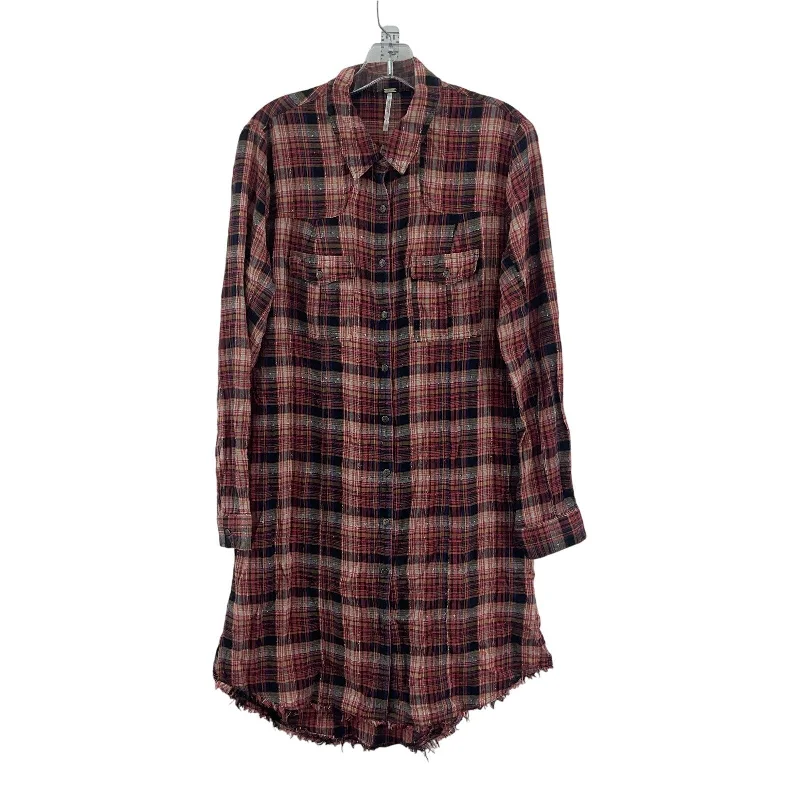 Free People Pink Plaid Women's Cotton Midi Shirt Dress, Size S - Preowned Casual Midi Look