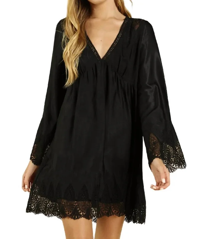 Heaven's Touch Lace Dress In Black Simple Lace Dress