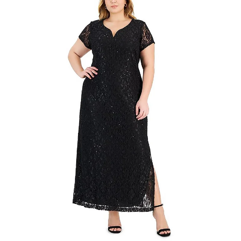 Plus Womens Lace V-Wire Evening Dress Lace Dress Fashion