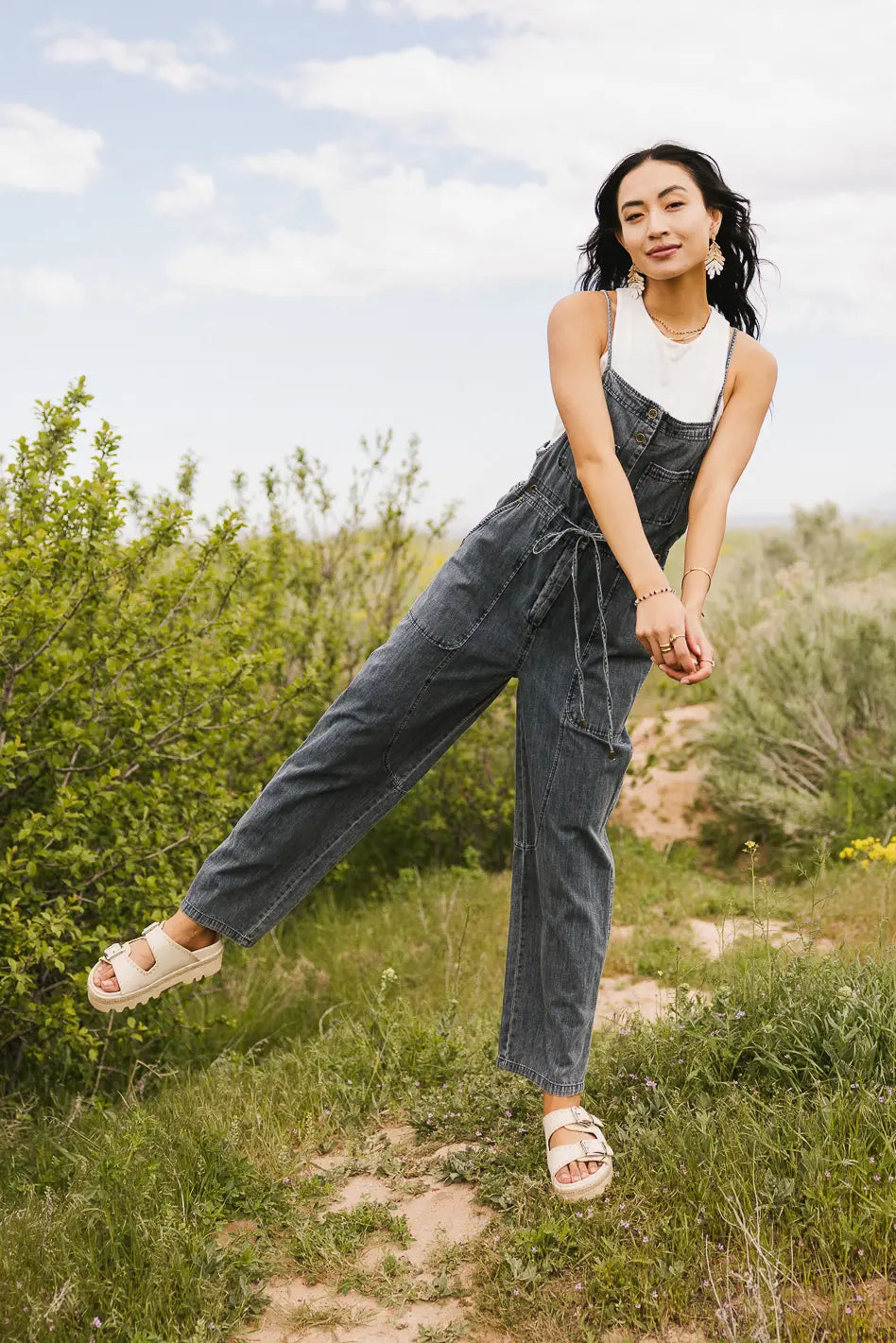 Annabella Overalls in Denim Skater Denim Skirt