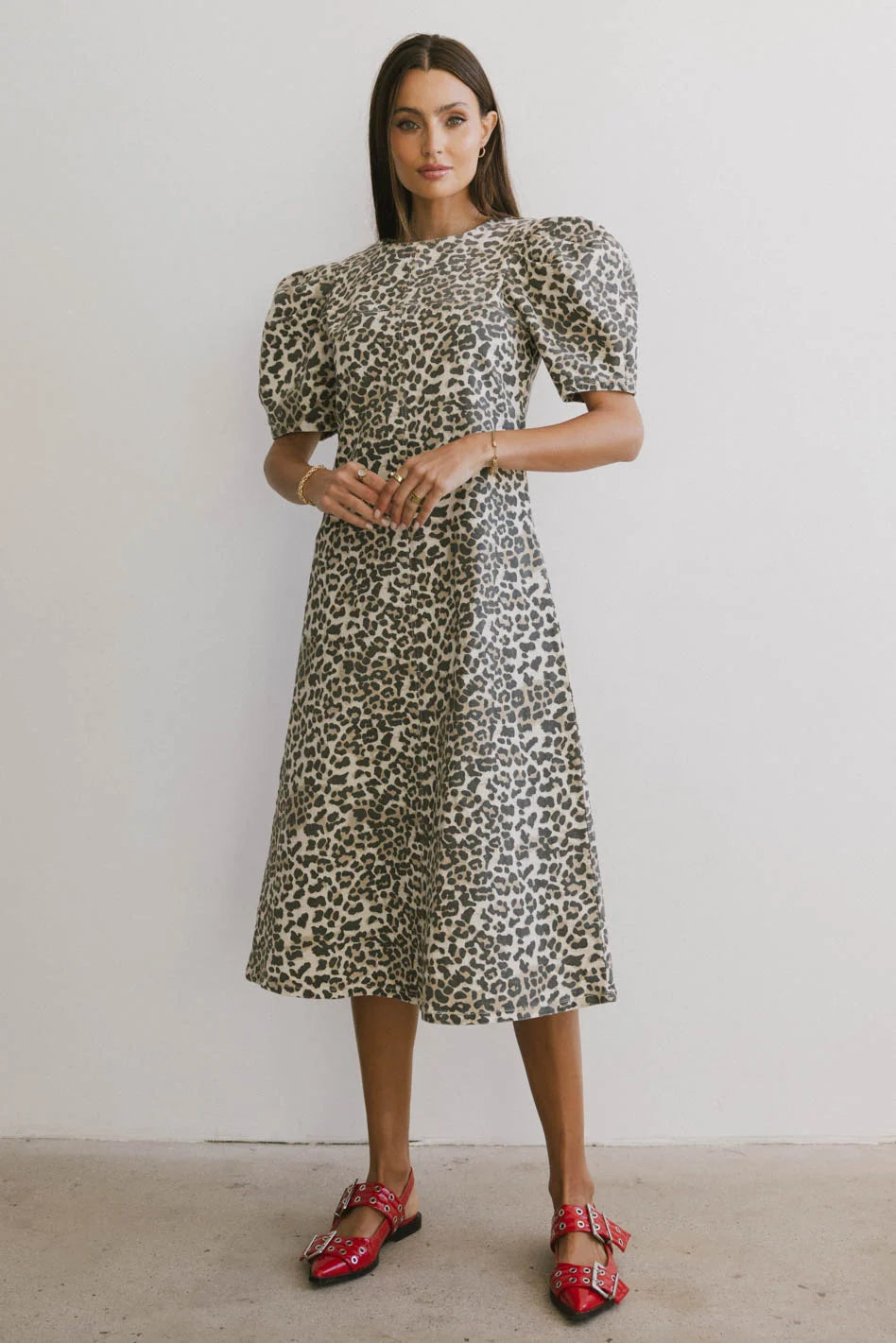 Campbell Denim Dress in Leopard Comfortable Denim Skirt