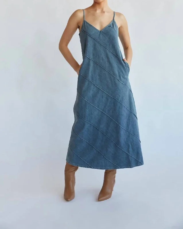 Diagonal Denim Dress In Blue Relaxed Denim Skirt